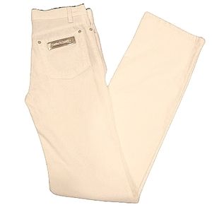 Roberto Cavalli White Mini Flare Stretch Cotton Twill Pant- Sz. XS